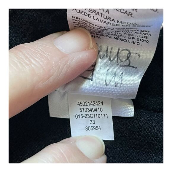 Chico’s 4 XXL Black Cashmere Blend V-Neck Sweater Balloon Sleeves Knit Top - Picture 8 of 9